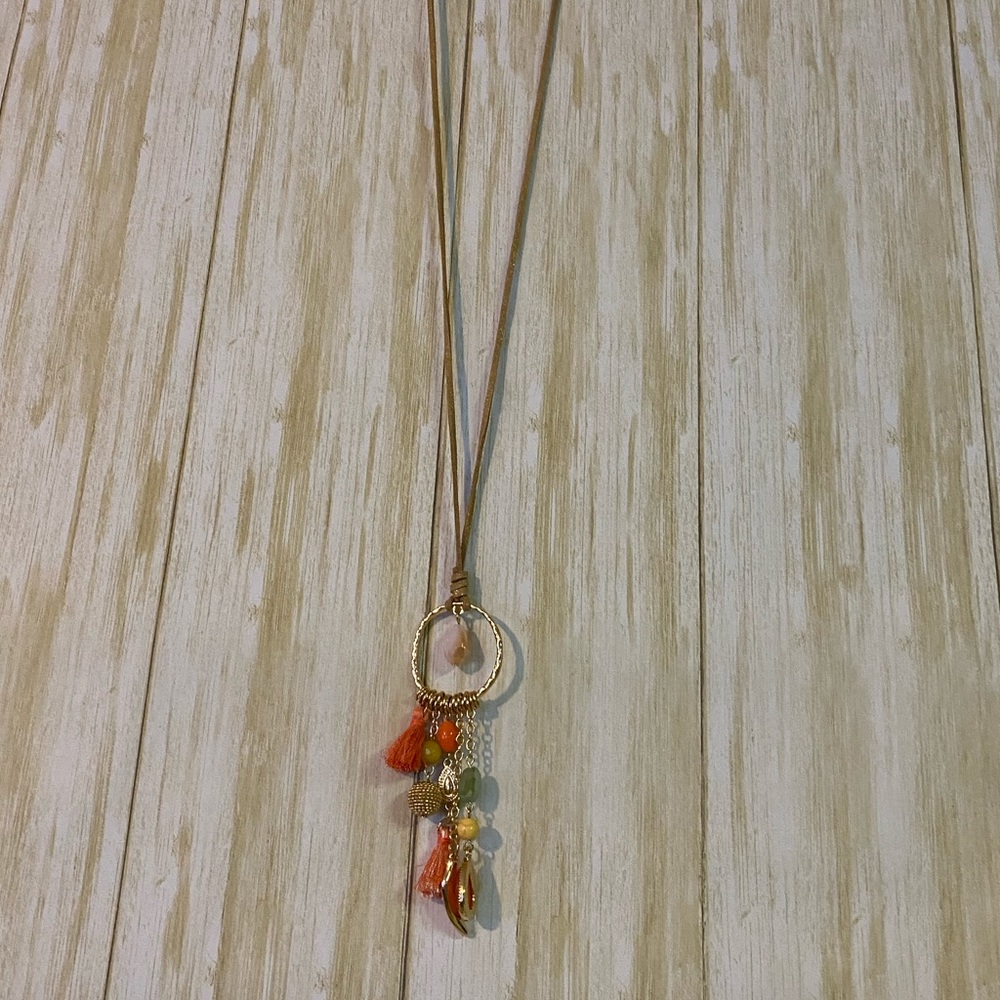 Tassel and Bead Necklace with tag